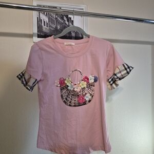 Charming Pink Floral Basket Tee
